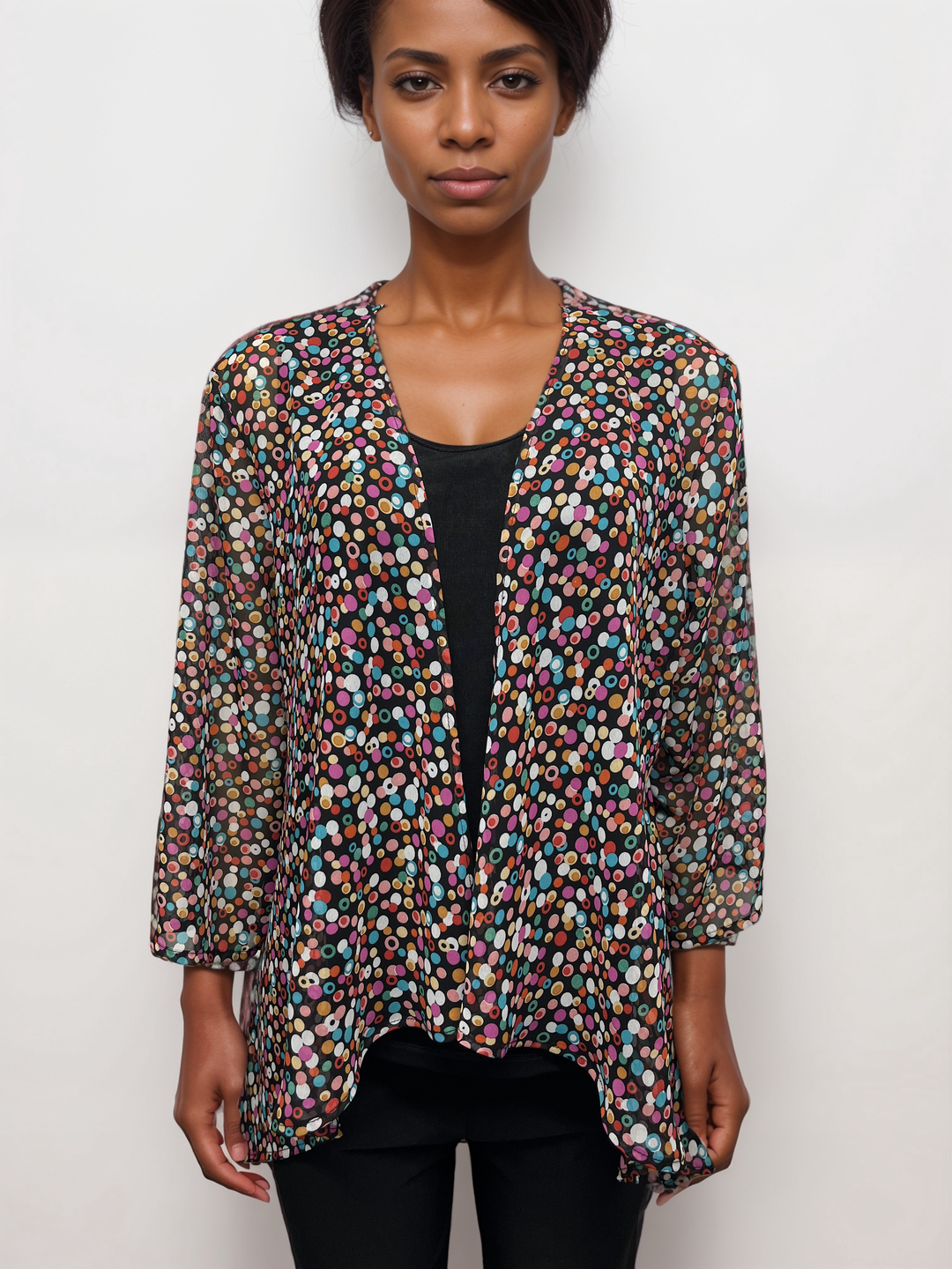 Colorful Confetti Chiffon Cardigan