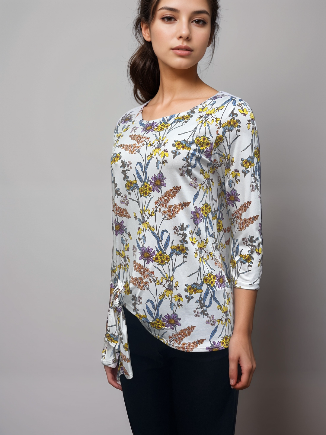 Botanical Print Asymmetrical Tie Top