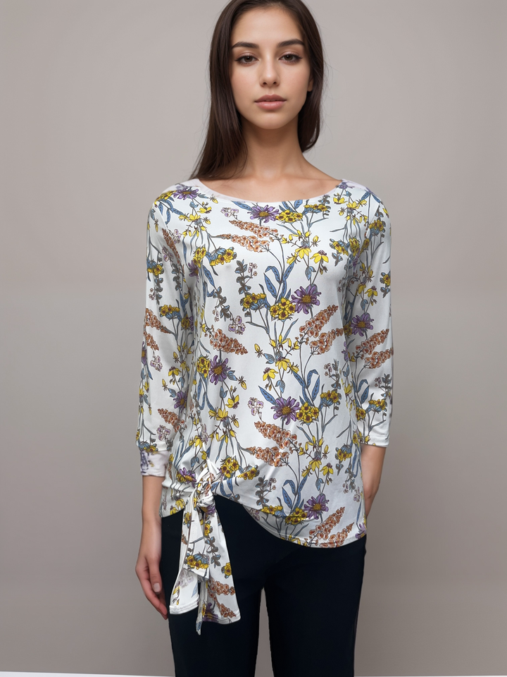 Botanical Print Asymmetrical Tie Top