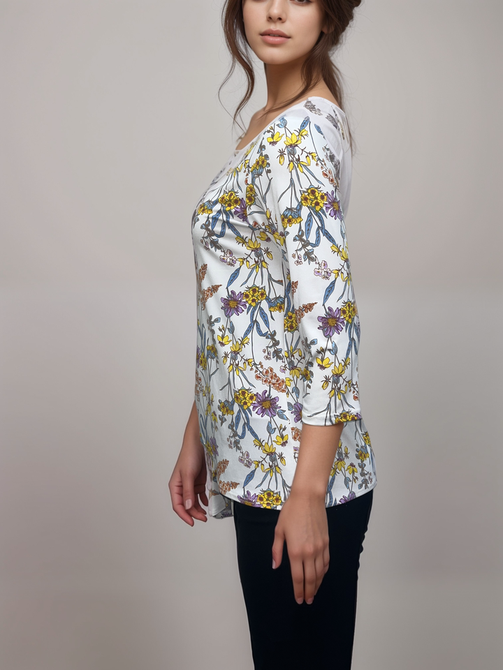 Botanical Print Asymmetrical Tie Top