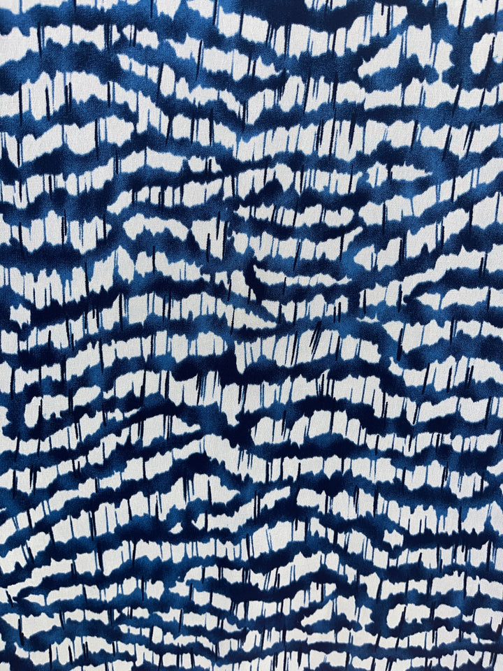 Abstract Wave Print Sheer Cardigan - Navy and White