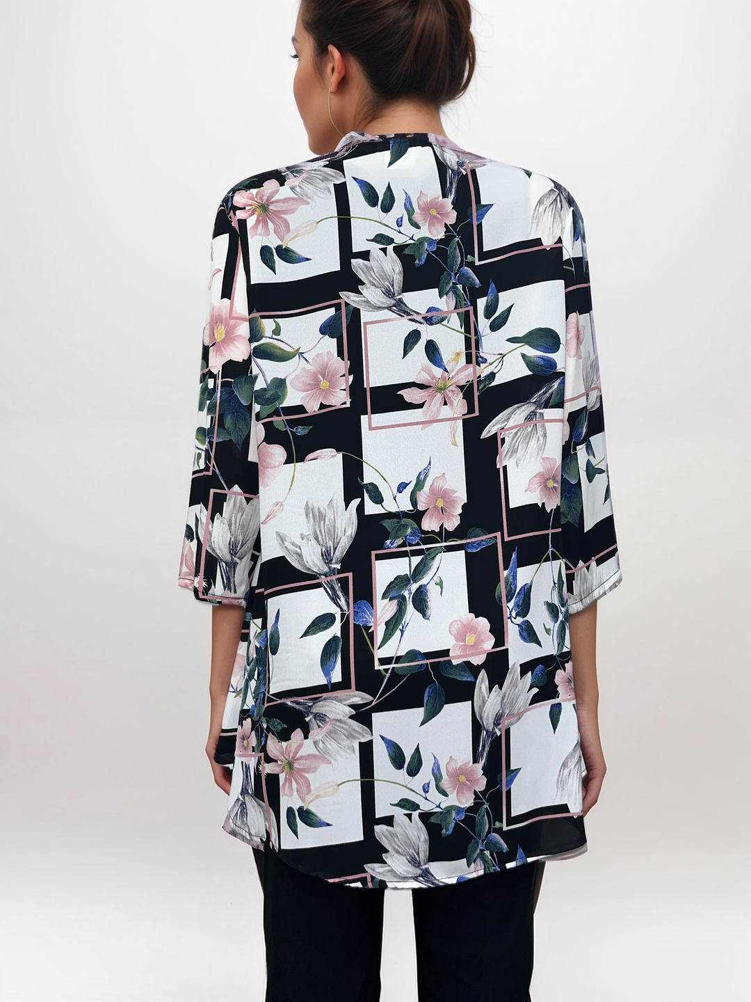 Abstract Floral Print Cardigan