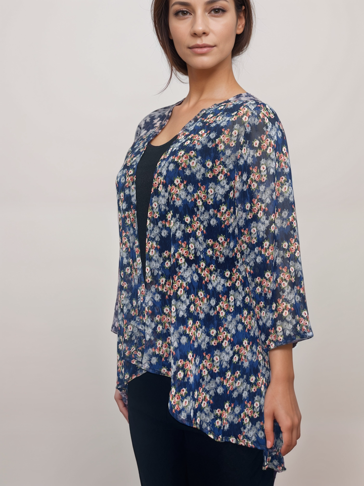 Navy Floral Sheer Cardigan