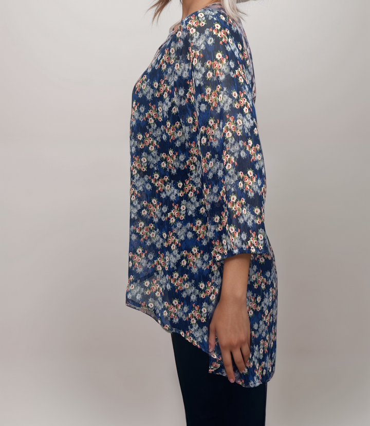 Navy Floral Sheer Cardigan