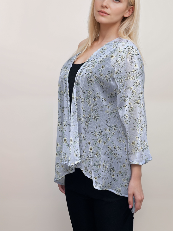 Light Blue Floral Sheer Cardigan