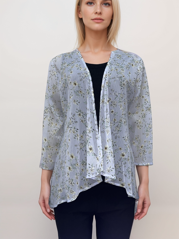 Light Blue Floral Sheer Cardigan