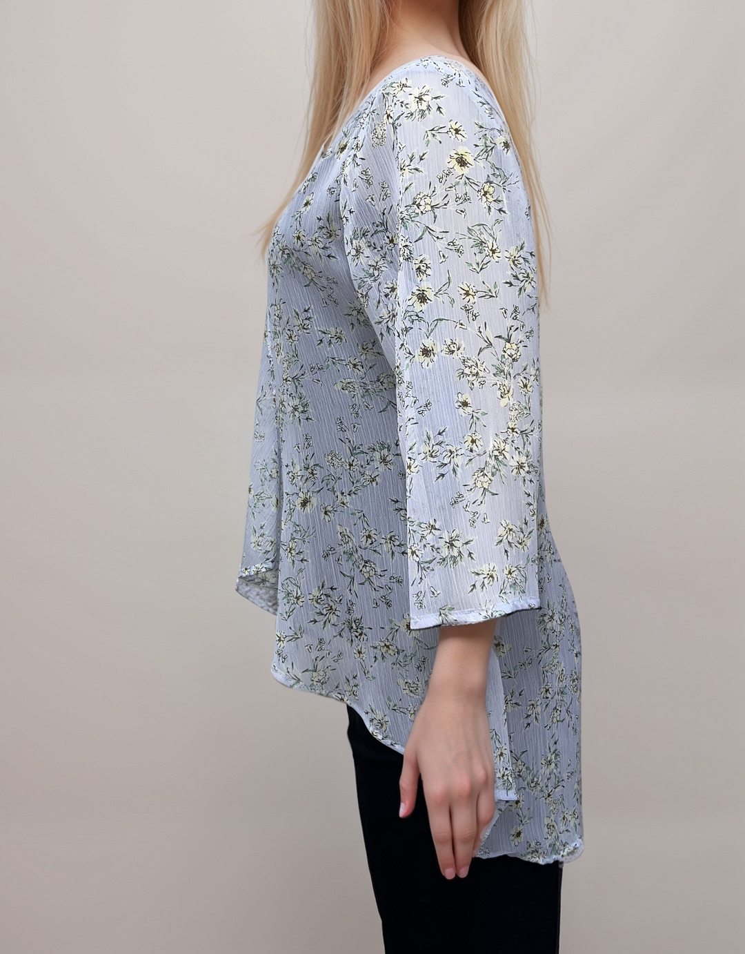 Light Blue Floral Sheer Cardigan