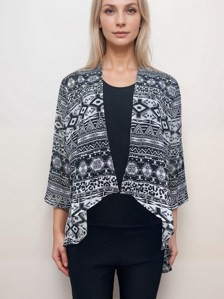 Geometric Print Drape Cardigan