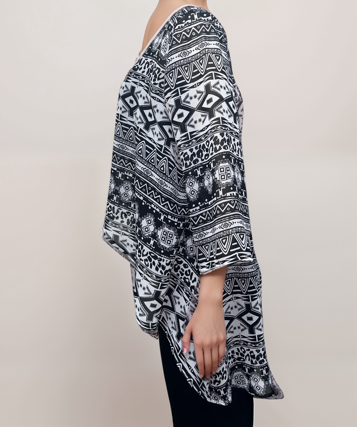 Geometric Print Drape Cardigan