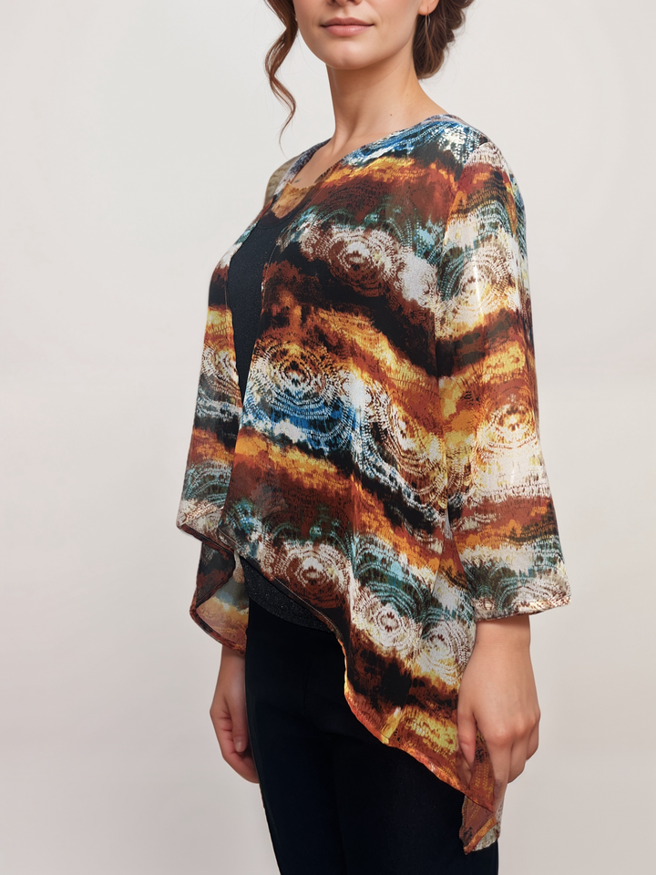 Abstract Earth Tones Drape Cardigan