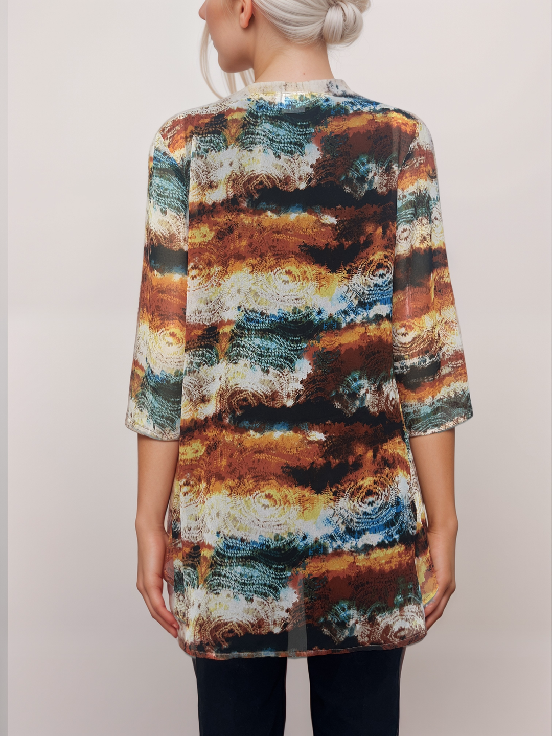 Abstract Earth Tones Drape Cardigan