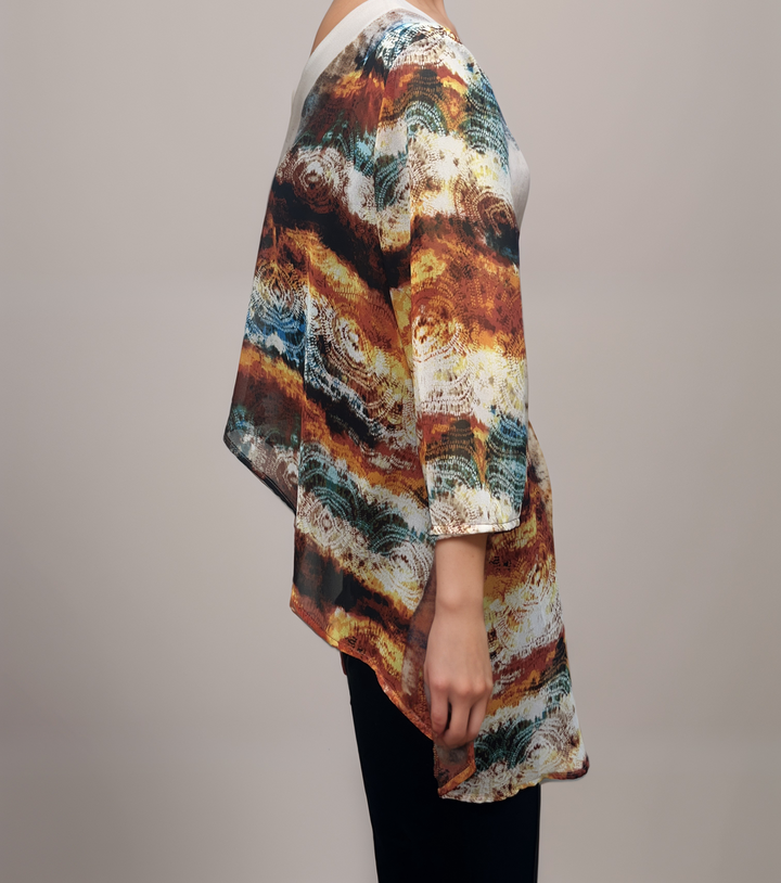 Abstract Earth Tones Drape Cardigan