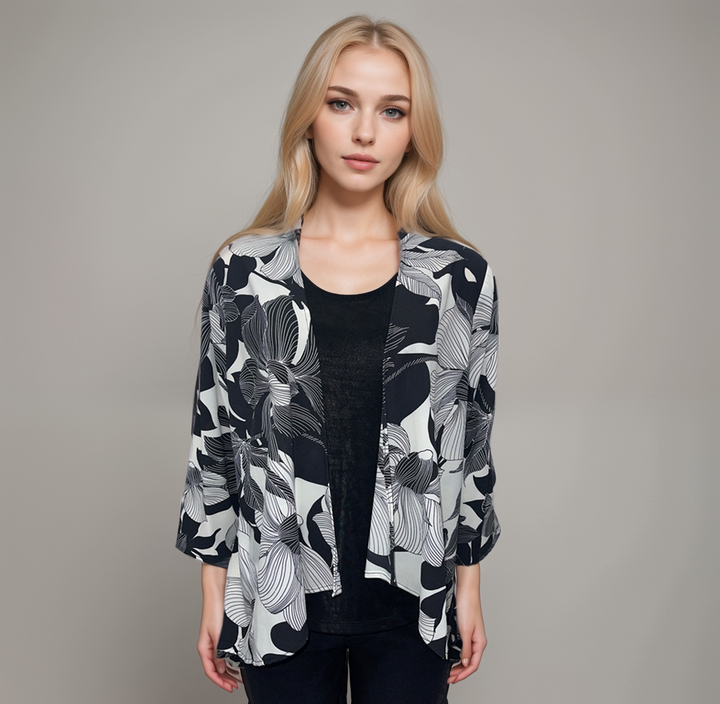 Sleek Floral Chiffon Cardigan