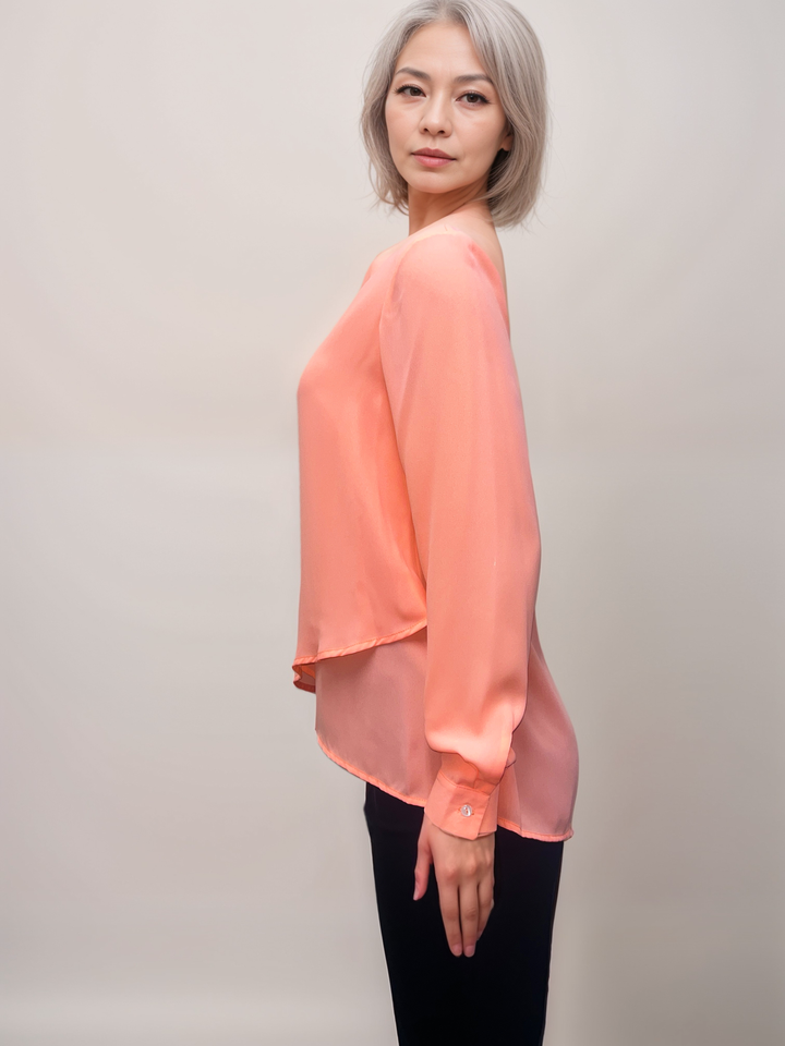 Coral V-Neck Blouse