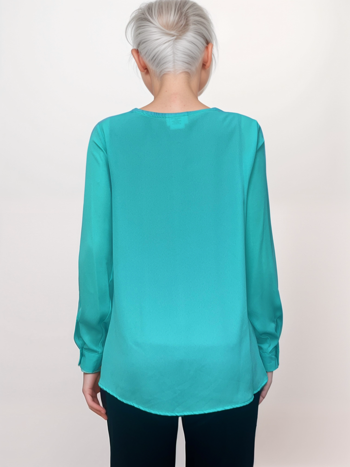 Aqua V-Neck Blouse