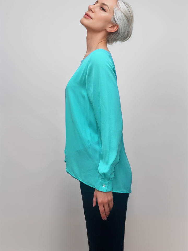 Aqua V-Neck Blouse