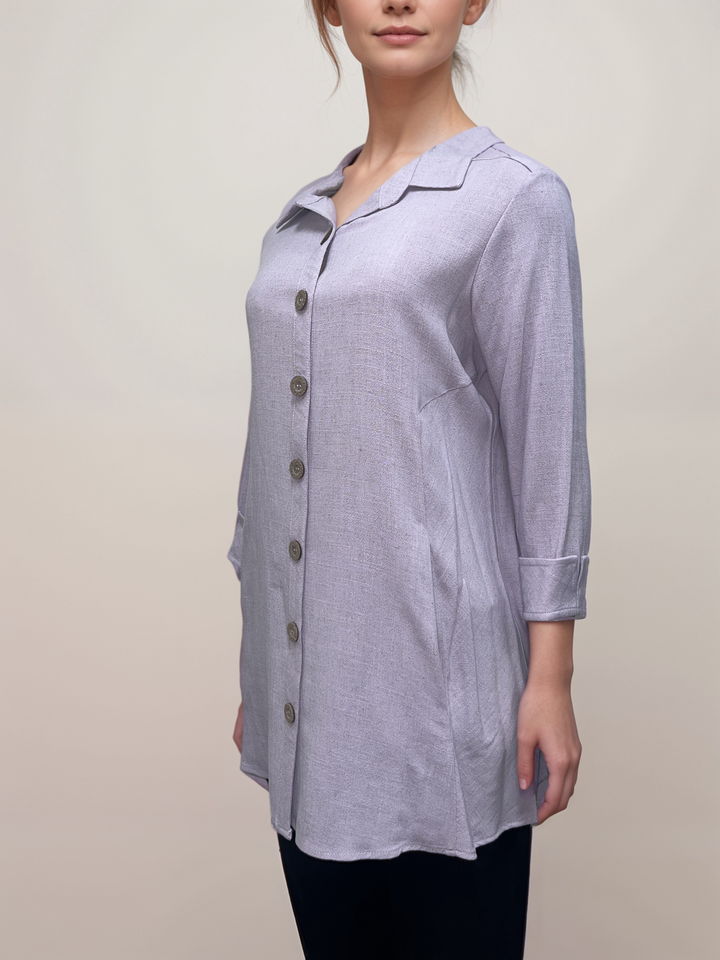 Soft Lilac - Linen Button Down Tunic