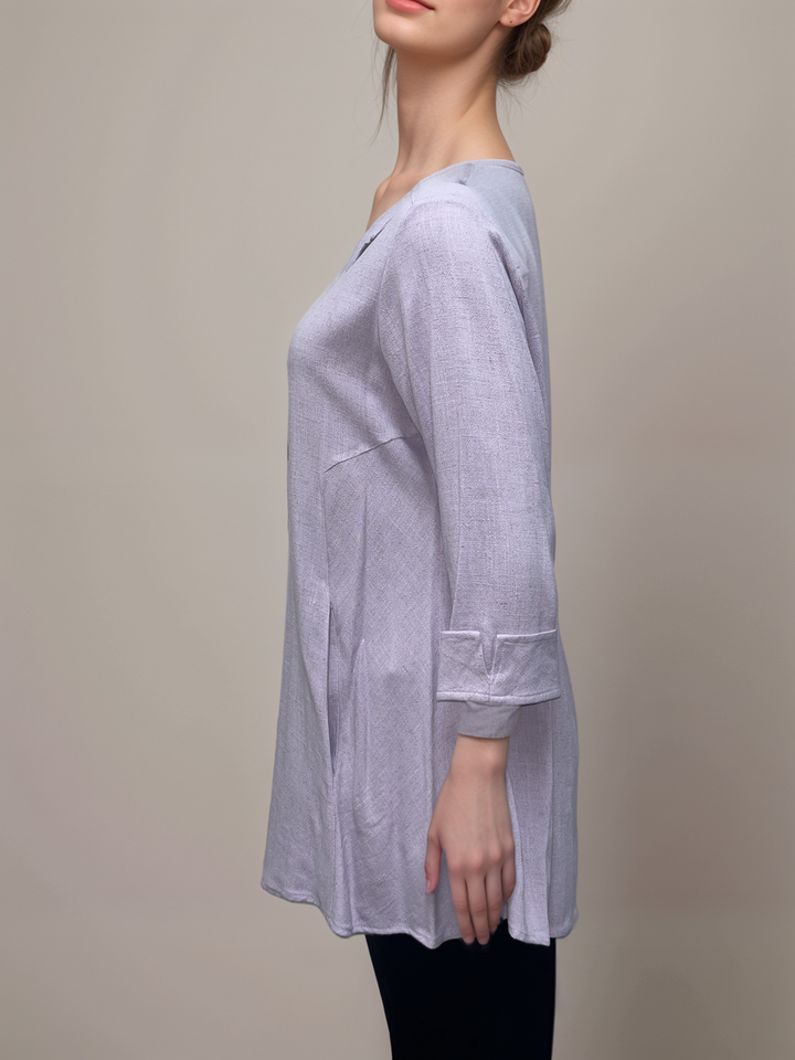 Soft Lilac - Linen Button Down Tunic