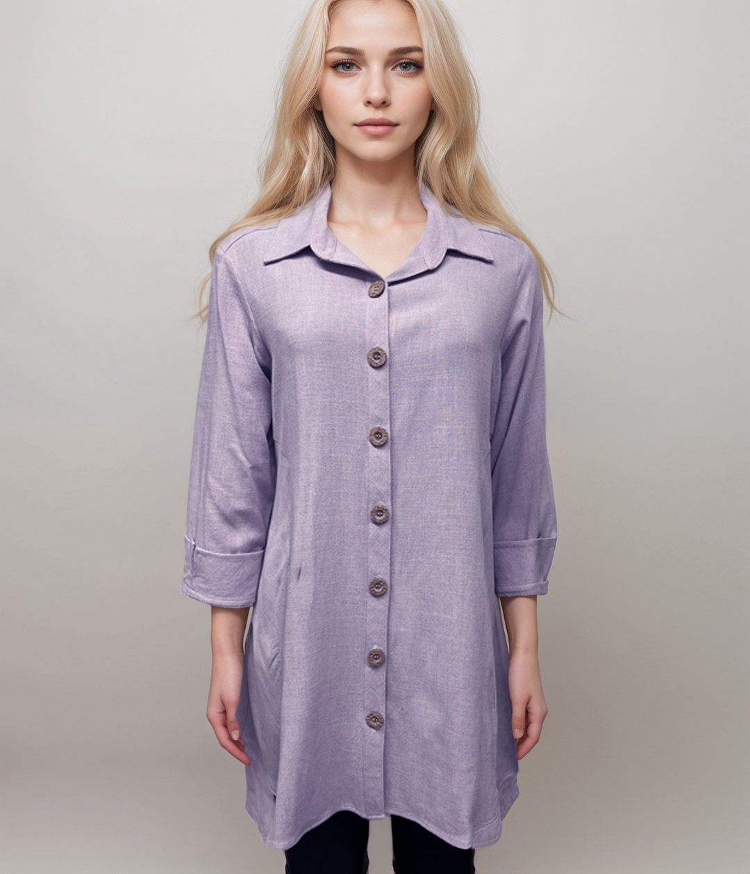 Soft Lilac - Linen Button Down Tunic