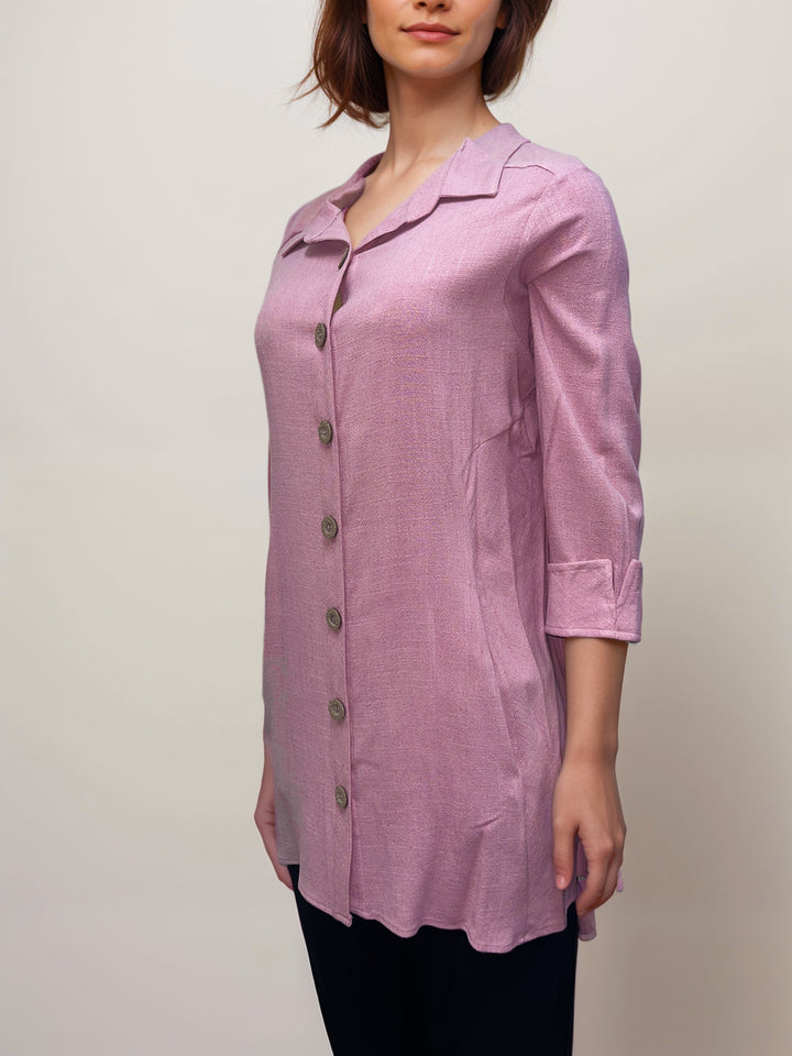 Mauve Pink - Linen Button Down Tunic