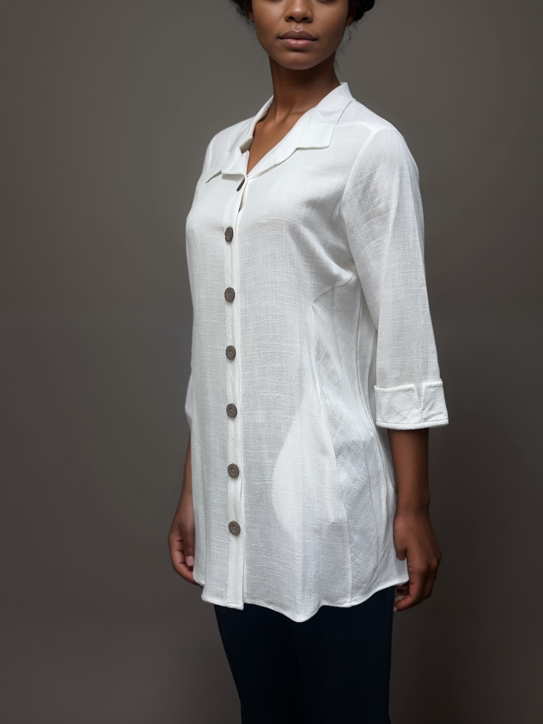 White - Classic Linen Button-Down Tunic