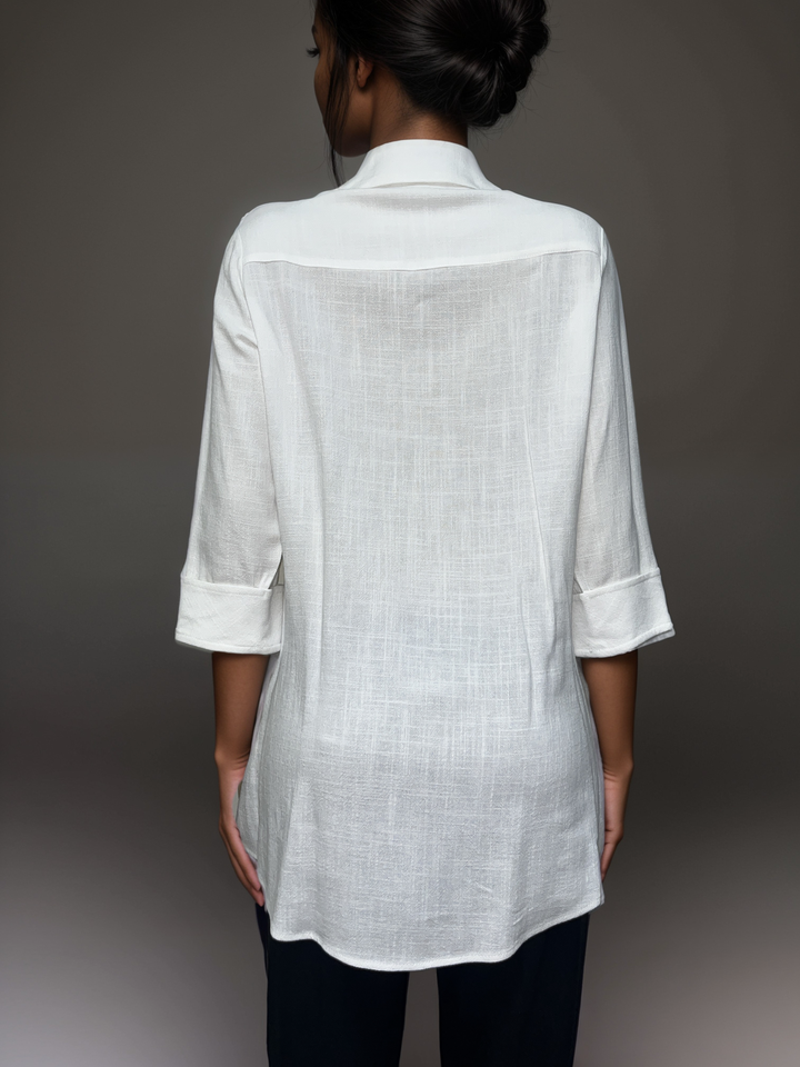 White - Classic Linen Button-Down Tunic