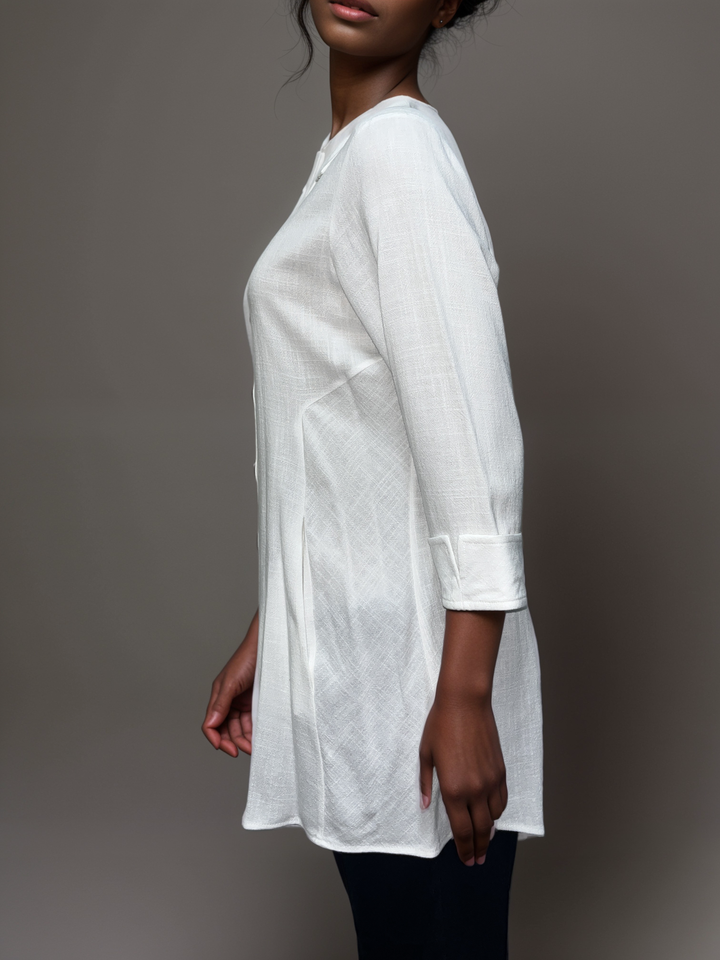 White - Classic Linen Button-Down Tunic