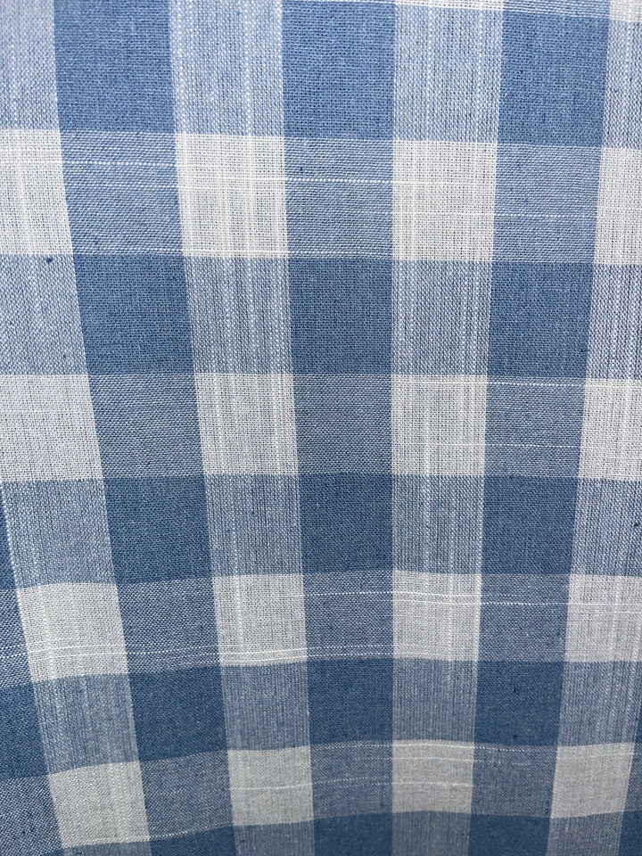 Cornflower Blue and White Checkered - Plaid Button-Down Tunic