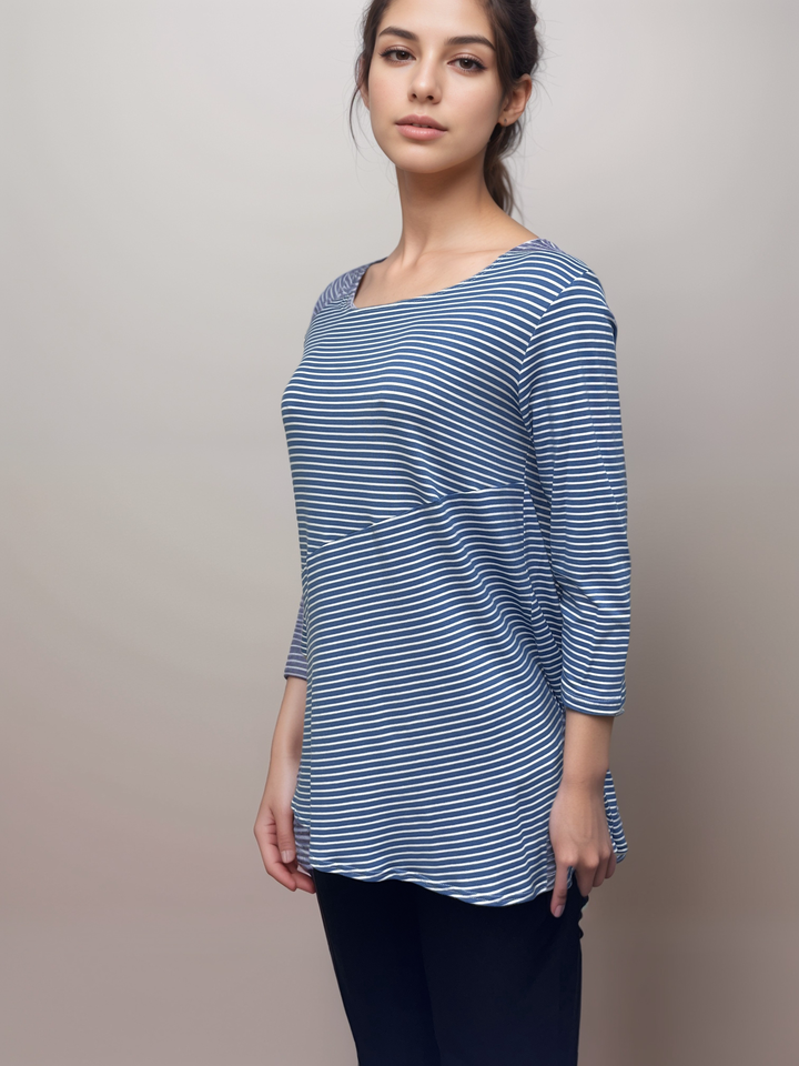 Denim - Casual Striped Denim Top