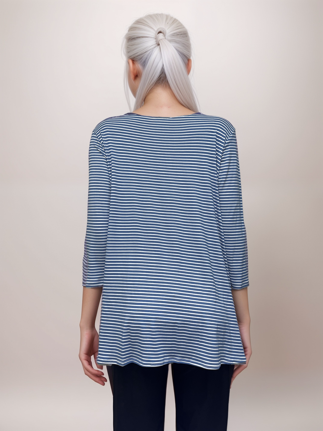 Denim - Casual Striped Denim Top