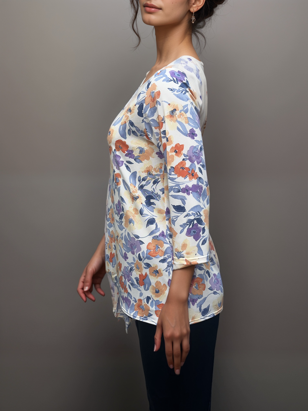 Floral Asymmetrical Tie-Front Top